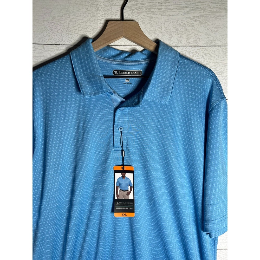 Pebble Beach Dry Luxe Performance Polo Men's XXL Light Blue Golf Shirt Golfer